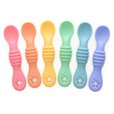PrimaStella Little Dippers spoon front view, soft silicone for gentle feeding.