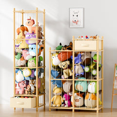 Primo Lines Stuffed Animal Storage Organizer vertical shelf keeps toys organized in a playroom.