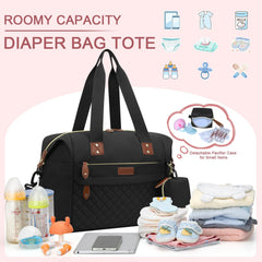 Pritent diaper bag tote waterproof fabric guards against spills during adventures.