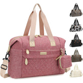 Pritent Diaper Tote pink front view with roomy main compartment for diapers, wipes, and bottles