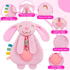 Pro Goleem Bunny Lovey includes a BPA-free teether for soothing teething moments.