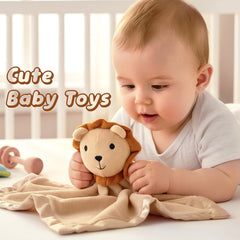 Pro Goleem Lion Security Blanket on baby's lap for comforting cuddles.