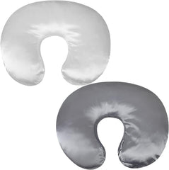 Pro Goleem satin nursing pillow cover in gray and white fabric for gentle feeding.