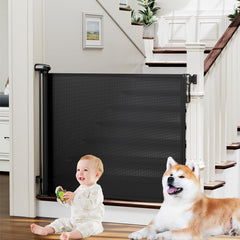 PRObebi retractable gate assembly with adjustable baseboard bracket for versatile installation.