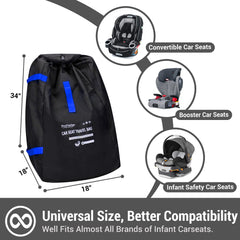 ProFaster gate check bag cover protecting car seat at airline gates