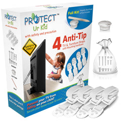 Protect Ur Kid anti-tip anchor straps stabilize furniture and TVs during earthquakes.