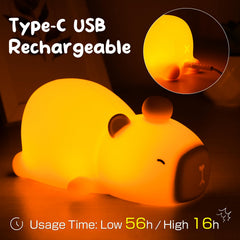 PSDRIQQ Capybara night light emits warm white brightness for nighttime visibility
