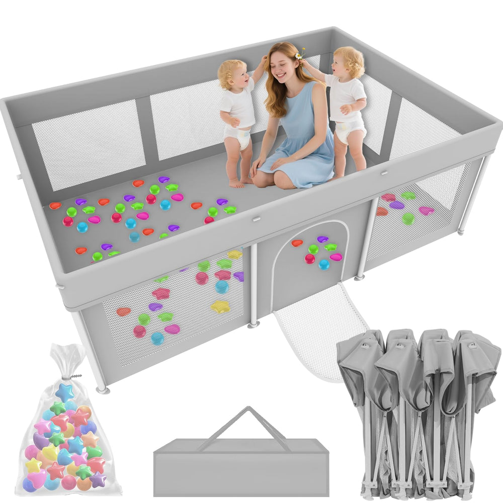 Ptcide foldable baby playpen 50x71 setup for instant safe play area.