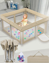 Ptcide foldable playpen 50x50 demonstrates instant three-second setup for busy parents