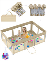 Ptcide foldable playpen beige 50x71 inches, ready to use with no assembly