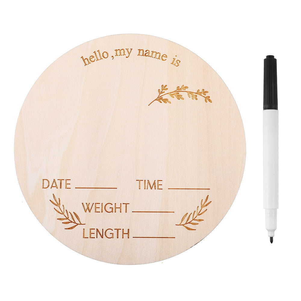 Ptwola baby announcement sign 5.9-inch wooden board for keepsake nursery decor.