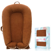 Pucmaoci corduroy baby lounger cover brown, front view for cozy, skin-friendly protection.