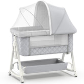 Pudult 5-in-1 bedside sleeper beside the bed for convenient night care.