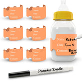 Pumpkin Doodle label band wrapped on a bottle for daycare identification