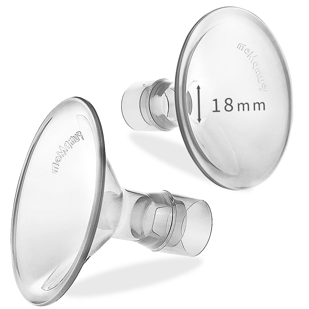 PumpMom US 18mm breastshield compact shows a comfortable fit for smaller nipples during pumping.