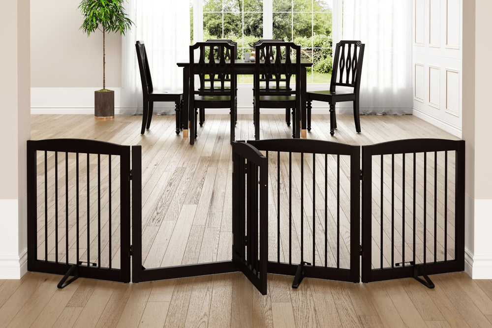 PUPETPO freestanding dog gate with walk through door for easy access and containment