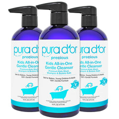 PURA D'OR Kids Wash bottle pour shows tear-free, gentle bath time.