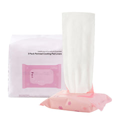 PurComfy Perineal Cooling Pad Liners packaging highlights full-size postpartum coverage.