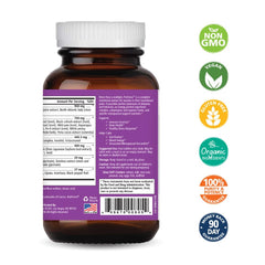 Pure Essence Labs ProFema bottle back label highlights vitamins and minerals.