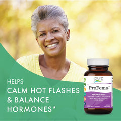 ProFema capsules close-up showing supplement form for menopause support.