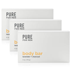 Pure for Men lavender charcoal texture close-up demonstrates cleansing with charcoal.
