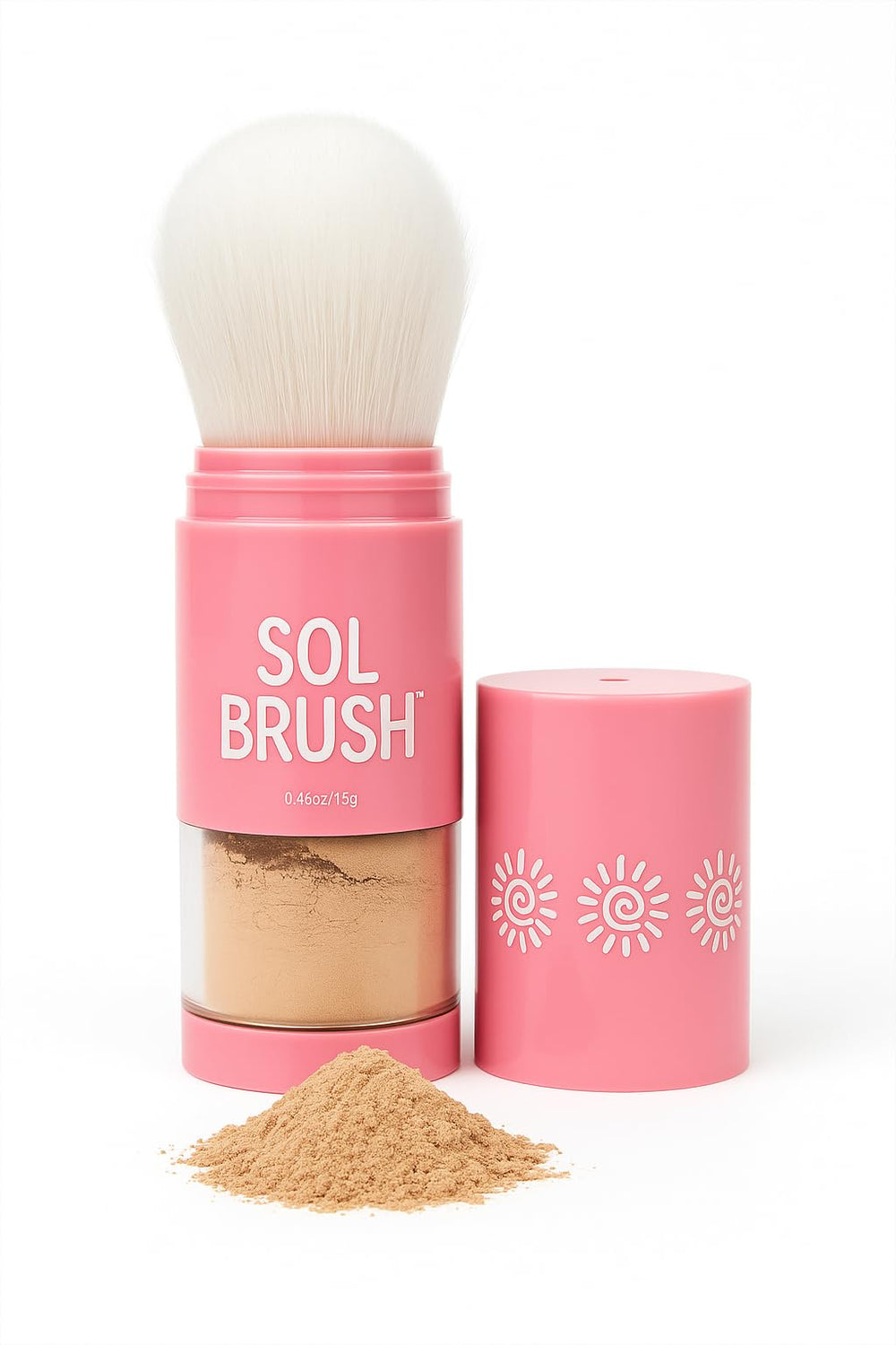 Pure Sol Sol Brush SPF 50 application demonstrates easy brush-on protection for face