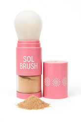 Pure Sol Sol Brush SPF 50 application demonstrates easy brush-on protection for face