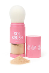 Pure Sol Sol Brush SPF50 sunscreen application for quick, mess-free facial protection outdoors.