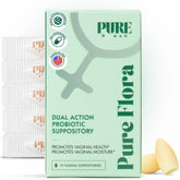 Pure Woman Pure Flora suppositories box front for vaginal health support.