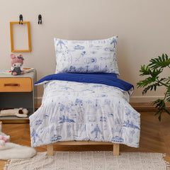 Pureant airplane toddler bedding set hero image with playful planes for cozy bedtime use.