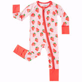 Pureborn strawberry-pattern baby sleeper offers ultra-soft bamboo fabric for gentle comfort.