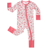 Pureborn bamboo sleeper pink floral with zipper for easy diaper changes.