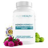 PUREHEALTH RESEARCH MenoHarmony bottle and label promoting hormone balance