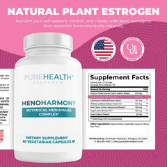 Close-up of MenoHarmony capsules suggesting daily menopause support