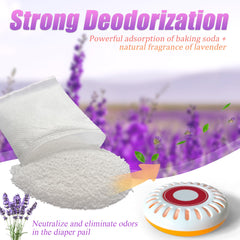 Close-up of baking soda powder with natural purity and lavender aroma.