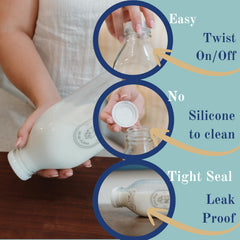 Purposeful Provision secure screw-top lid and anti-slip base for stable handling