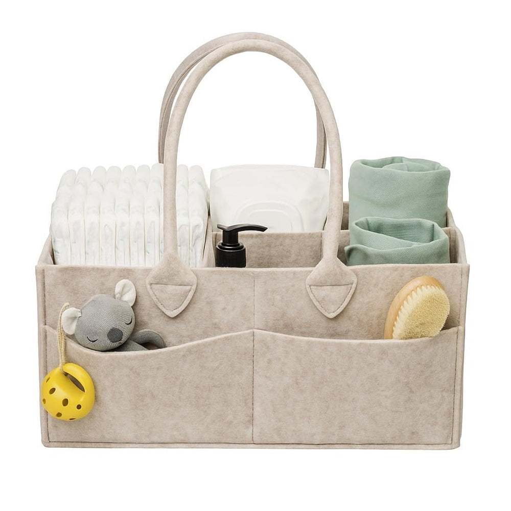 PUTSKA diaper caddy-darkmocha-xl in nursery decor keeps diapers and wipes within reach.