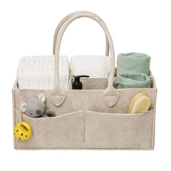 PUTSKA diaper caddy-darkmocha-xl in nursery decor keeps diapers and wipes within reach.