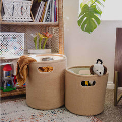 PUTSKA nursery round storage basket keeps toys and laundry neatly organized.