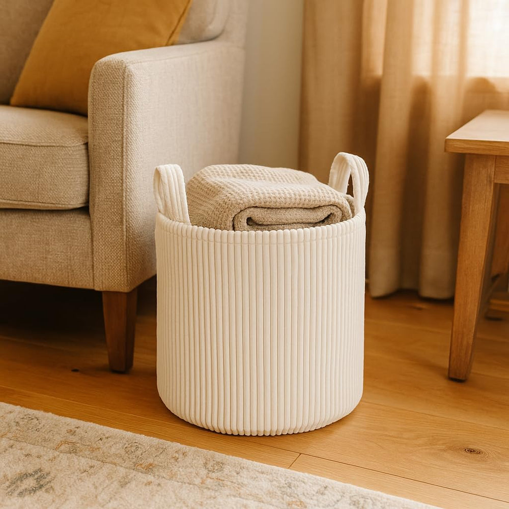 PUTSKA Blanket Basket round storage for toys keeps playrooms tidy and organized