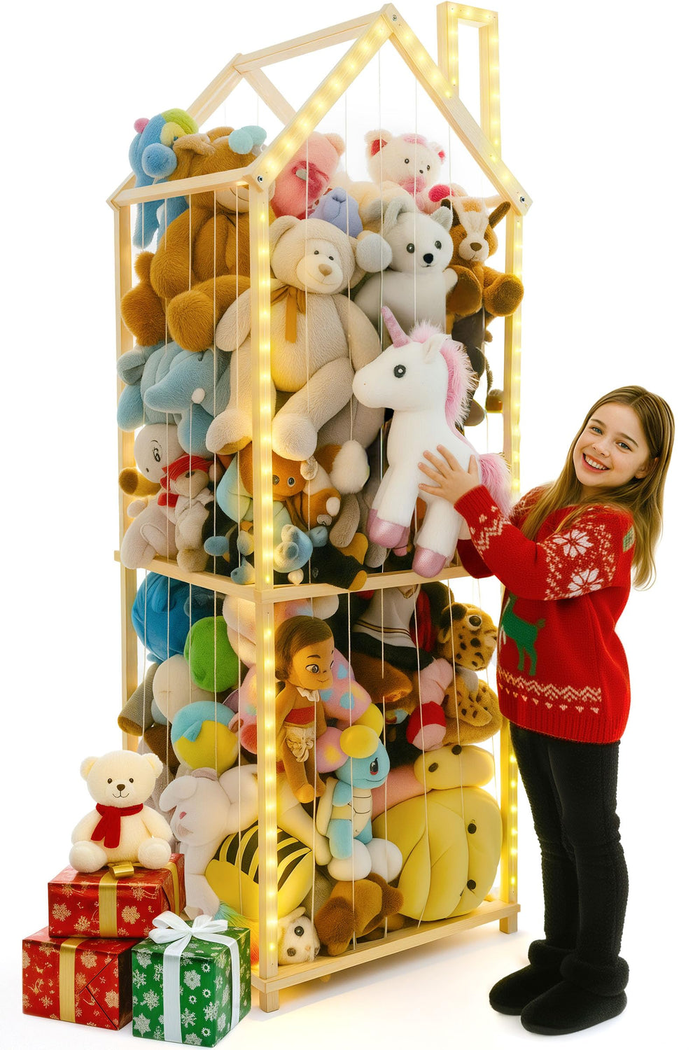 PUTSKA extra-large stuffed animal storage zoo organized plush display for playroom
