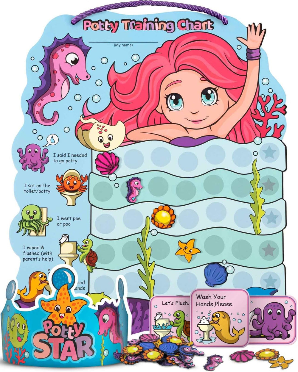 PUTSKA Mermaid potty chart stickers set motivates toddler potty training