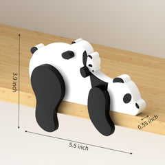 PUTSKA panda on shelf enhances baby boy nursery shelves with forest appeal.
