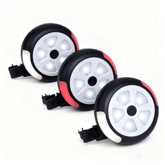 Pwysara LED stroller light clipped on, boosting night visibility for safer strolls.