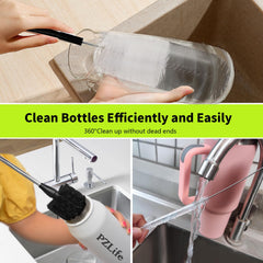 PZLife decanter glass brush protects delicate glass while scrubbing.