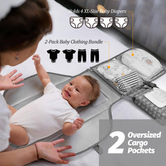 PZU changing pad with wipes pocket provides fast access on the go.