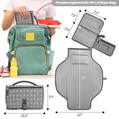 PZU portable changing pad folded compact for easy stowage in a diaper bag.