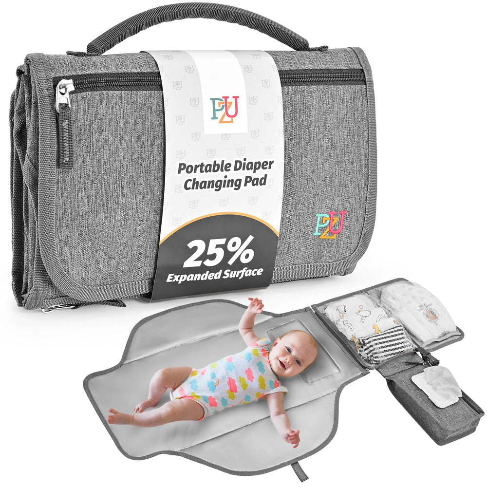 PZU portable changing pad with wipes pocket for on-the-go changes