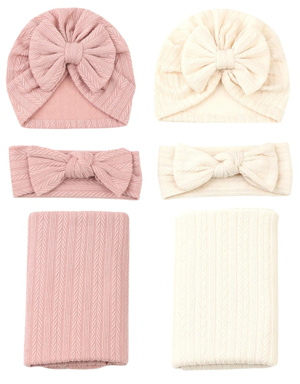 QandSweet newborn blanket pink beige for cozy swaddling and cute baby photos