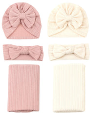 QandSweet newborn blanket pink beige for cozy swaddling and cute baby photos
